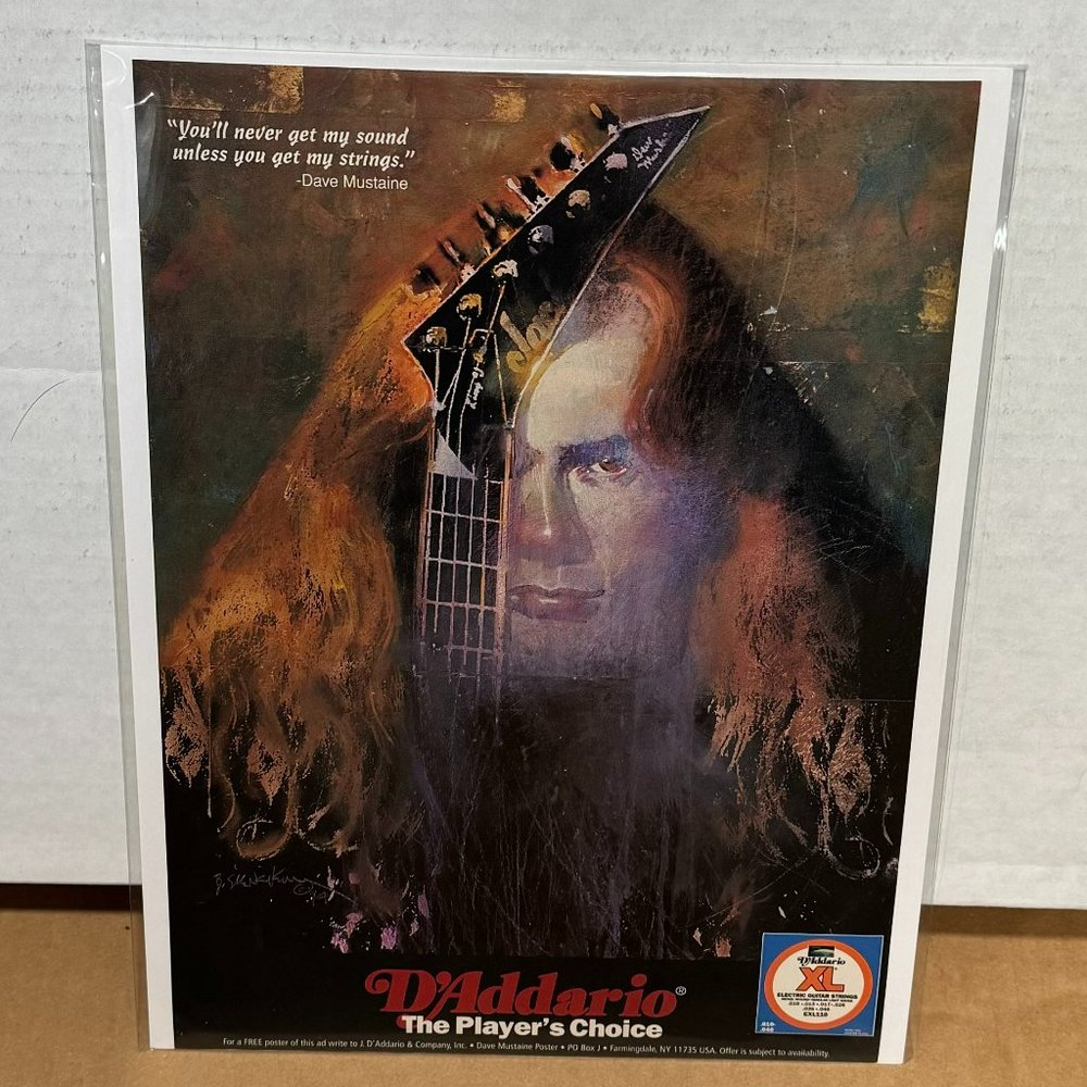 Dave Mustaine of Megadeth - D'Addario - 1995 Print Advertisement